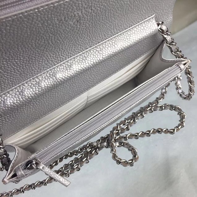 CC original caviar leather woc chain bag 33814 silver