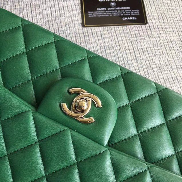 CC original lambskin leather double flap bag A1112 green