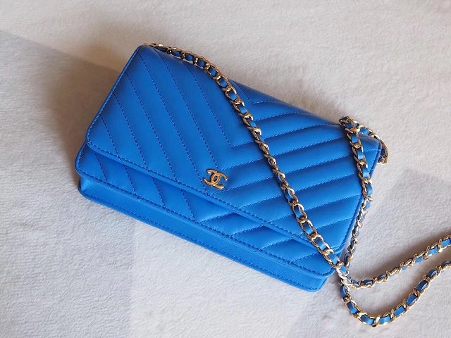 CC original lambskin leather woc chain bag 33814-2 royal blue