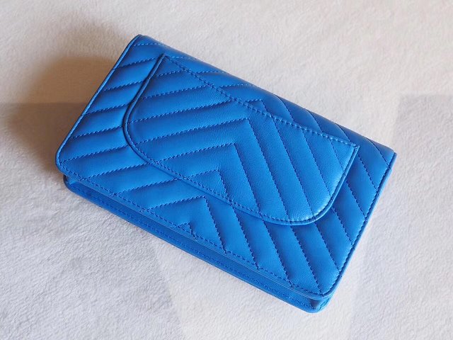 CC original lambskin leather woc chain bag 33814-2 royal blue