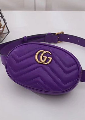2018 GG Marmont original matelasse leather belt bag 476434 purple