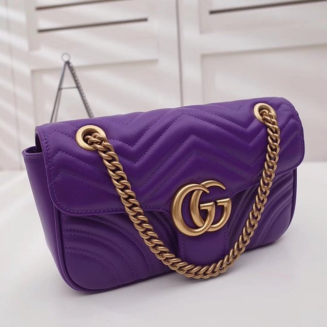 2018 GG Marmont original matelasse leather medium shoulder bag 443496 purple