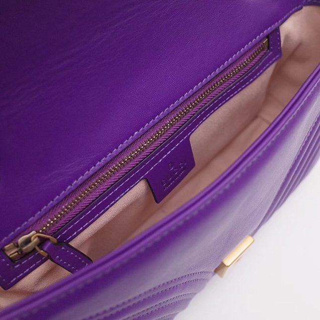2018 GG Marmont original matelasse leather medium shoulder bag 443496 purple