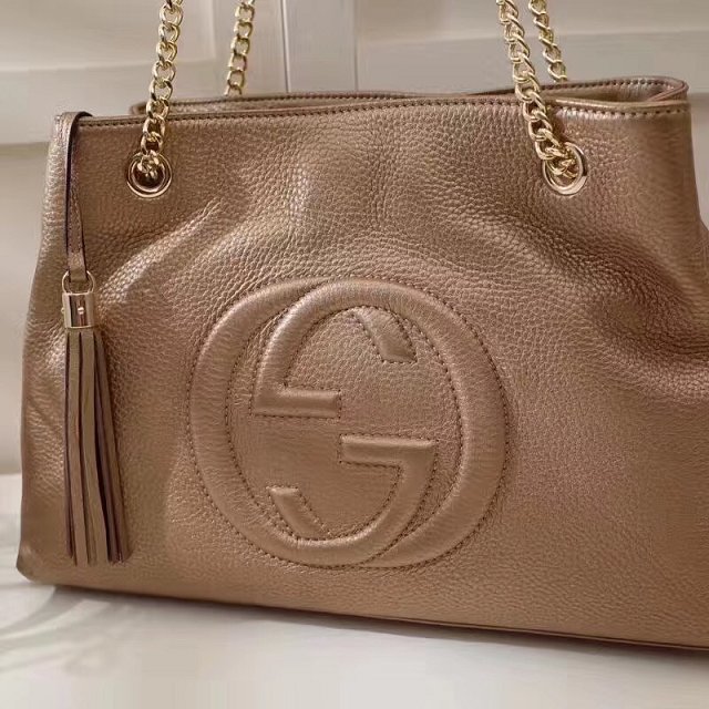 GG original calfskin leather tote bag 308982 gold