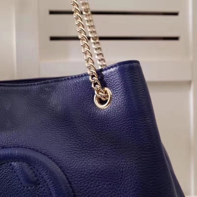 GG original calfskin leather tote bag 308982 navy blue