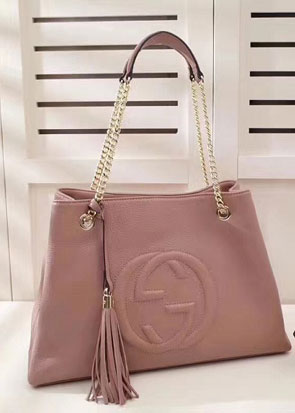 GG original calfskin leather tote bag 308982 pink