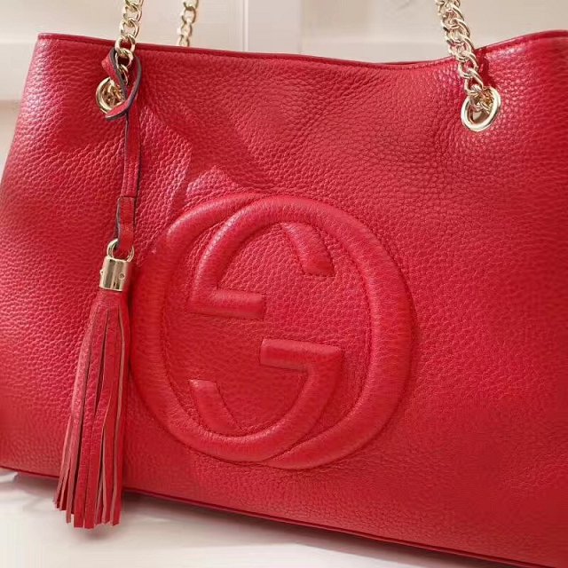 GG original calfskin leather tote bag 308982 red