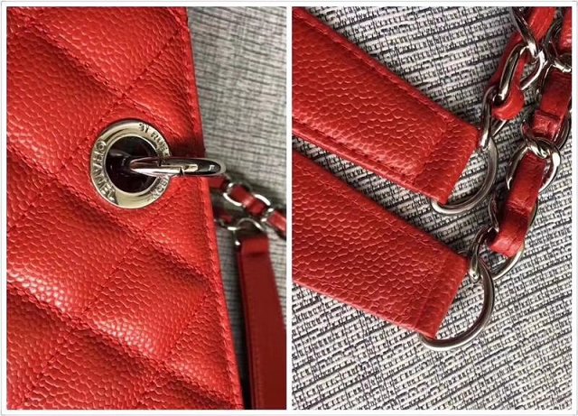 CC original grained calfskin grand shopping tote bag A50995 red