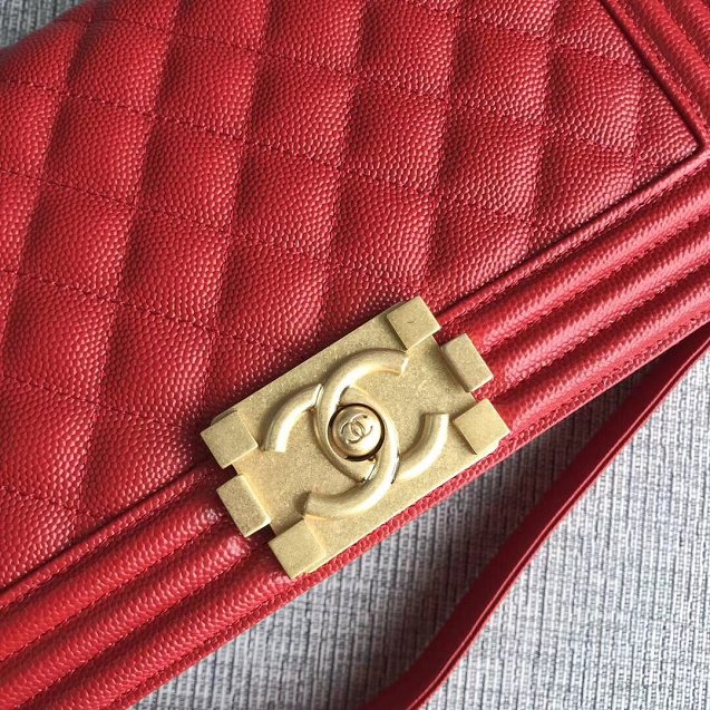 CC original grained leather medium le boy flap bag 67086 red