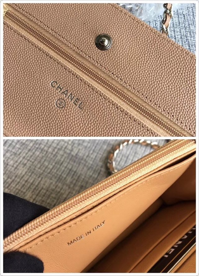 CC original grained leather woc chain bag 33814-8 apricot