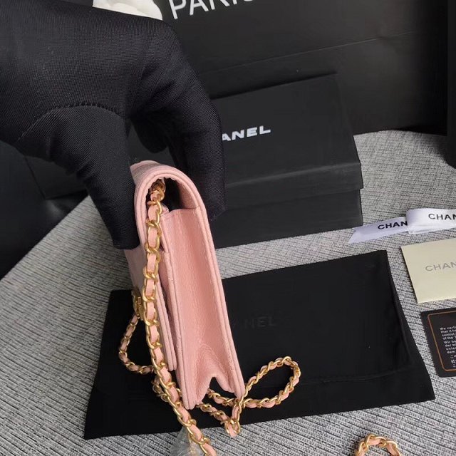 CC original grained leather woc le boy chain bag 33814-9 pink
