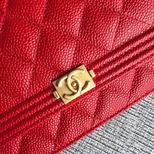 CC original grained leather woc le boy chain bag 33814-9 red