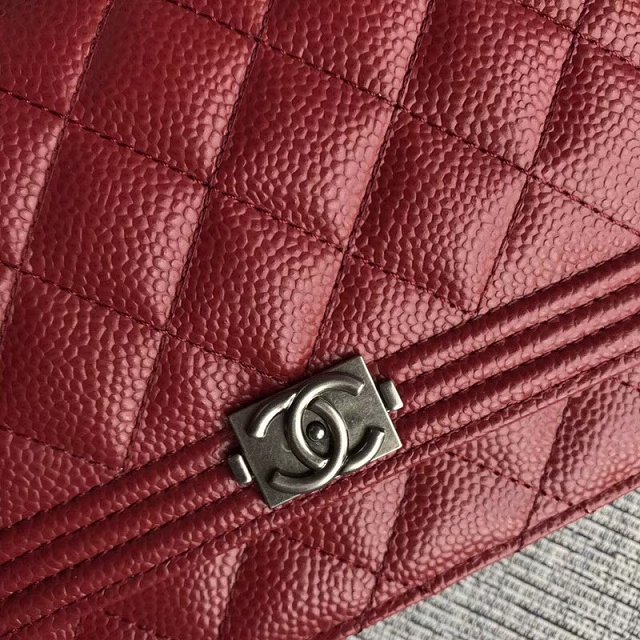 CC original grained leather woc le boy chain bag 33814-9 wine red