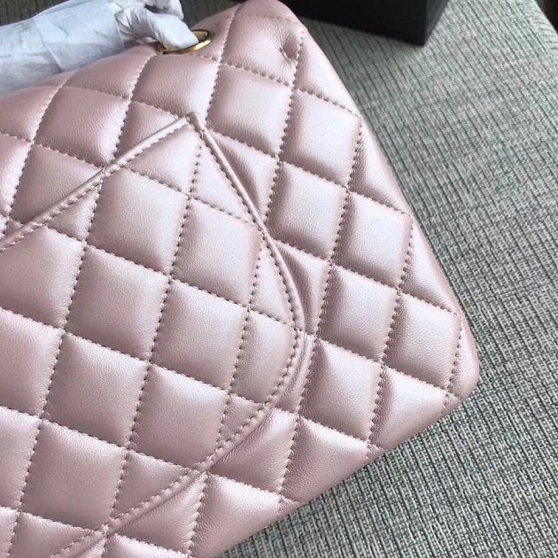 CC original lambskin leather double flap bag A1112 light pink