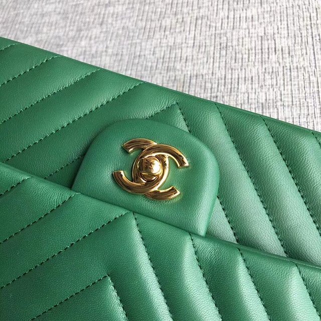 CC original lambskin medium double flap bag A1112-3 green