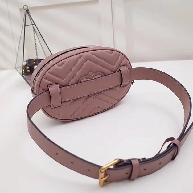 2018 GG Marmont matelasse leather large belt bag 491294 nude