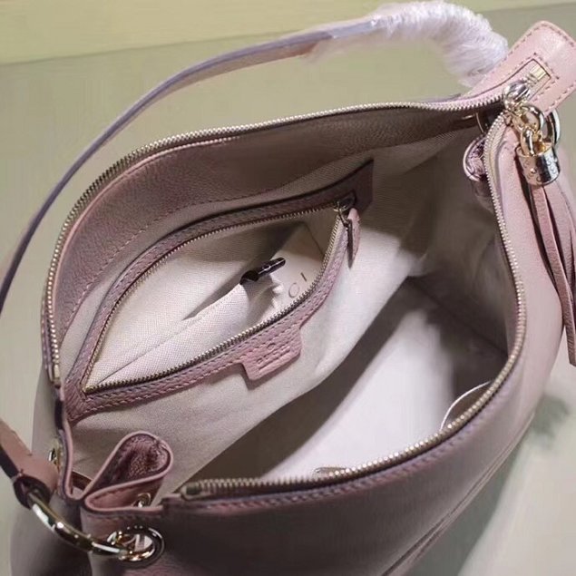 GG Calfskin Leather Top Shoulder Bag 408825 nude