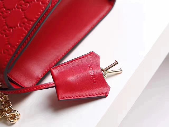 2018 GG original calfskin padlock small shoulder bag 409487 red