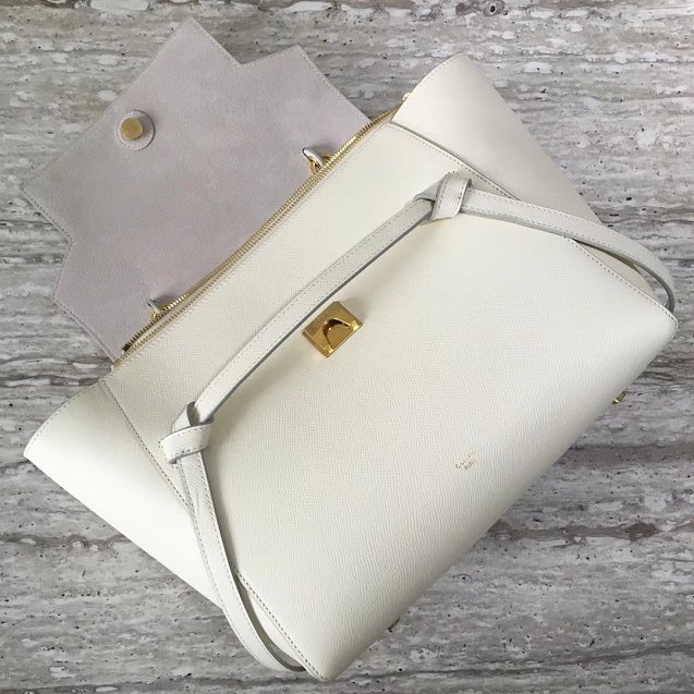 Celine original grained calfskin mini belt bag 189103 white