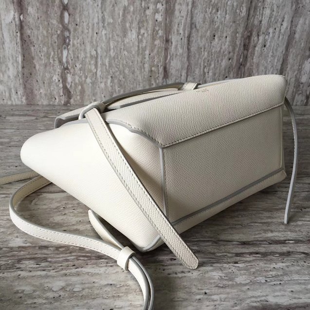Celine original grained calfskin nano belt bag 189003 white