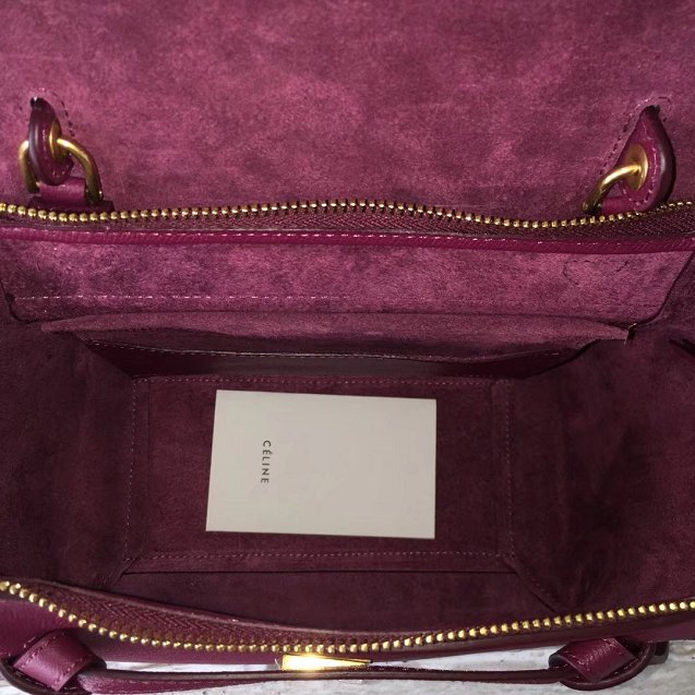 Celine original grained calfskin micro belt bag 189153 purple