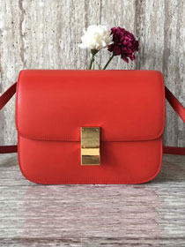 Celine original box calfskin large classic bag 11045 red
