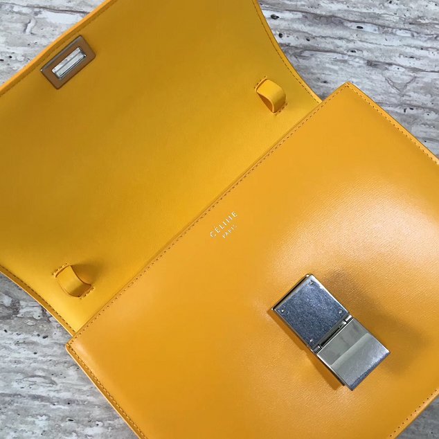Celine original liege calfskin large classic box bag 11045-1 yellow