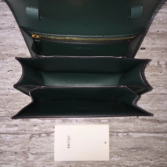Celine original liege calfskin small classic bag 11041-1 blackish green