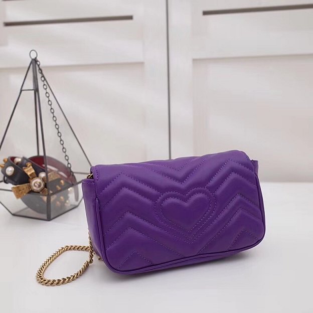 GG original calfskin marmont super mini bag 476433 purple