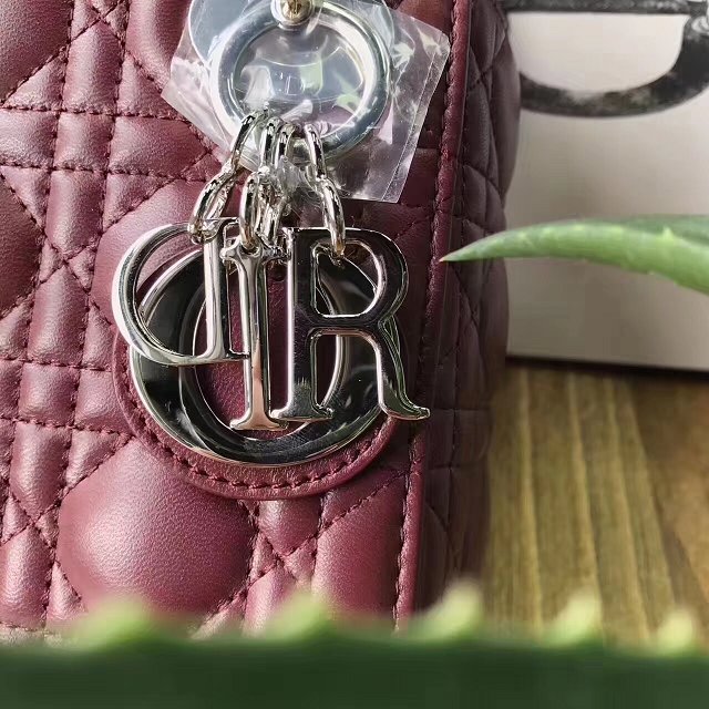 Dior original lambskin mini lady dior bag M0505 bordeaux