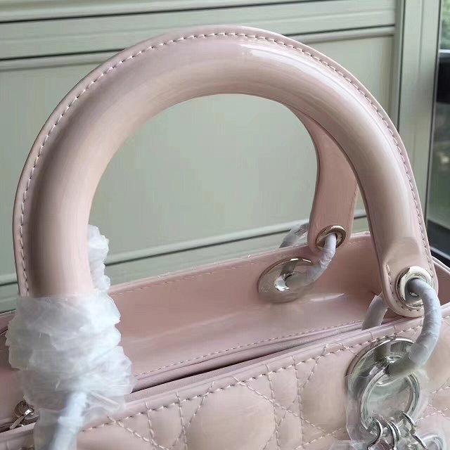 Dior original patent calfskin lady dior bag 44551 pink