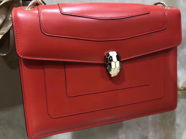 Blvgari original calfskin serpenti forever cover flap bag 283170 red