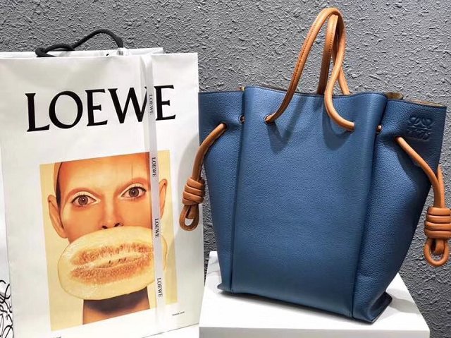 2018 Loewe original calfskin flamenco knot tote bag 061803 blue