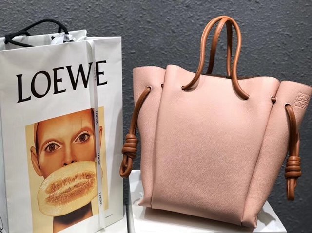 2018 Loewe original calfskin flamenco knot tote bag 061803 pink