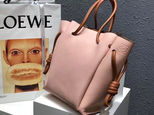 2018 Loewe original calfskin flamenco knot tote bag 061803 pink
