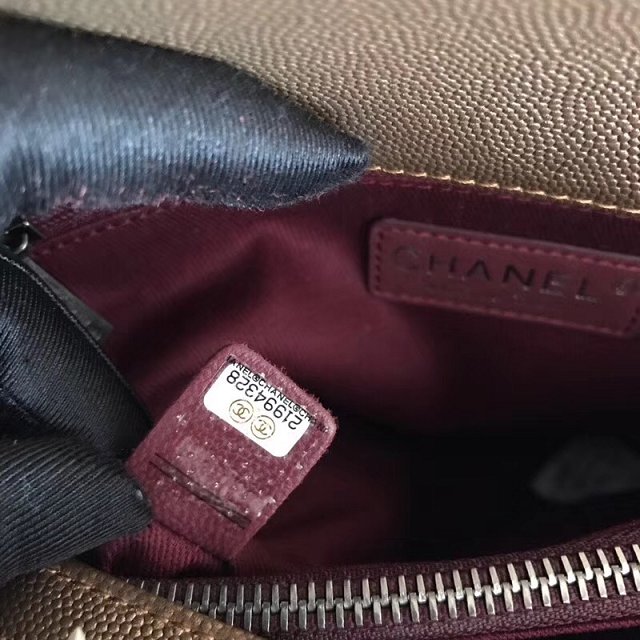 2018 CC original grained calfskin flap bag with top handle A92991 brozen