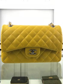 CC original lambskin large double flap bag A58600-2 yellow