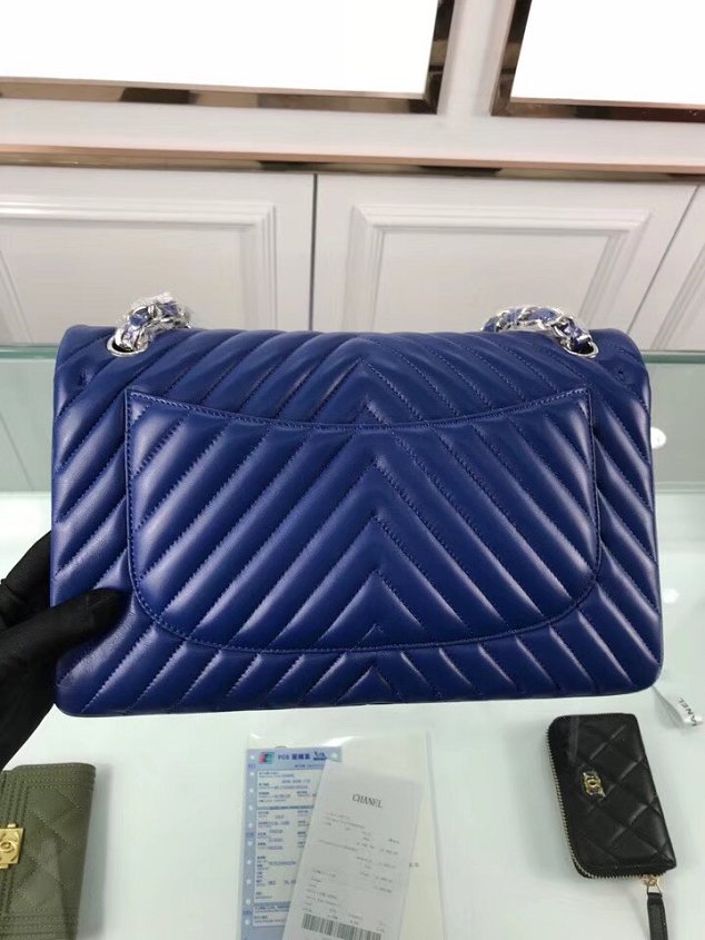 CC original lambskin large double flap bag A58600-3 blue