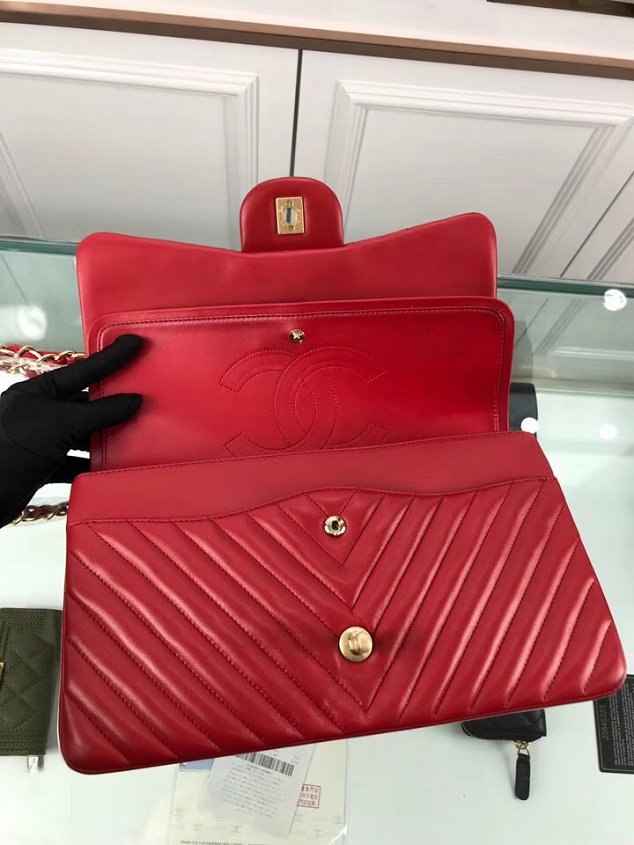 CC original lambskin large double flap bag A58600-3 red