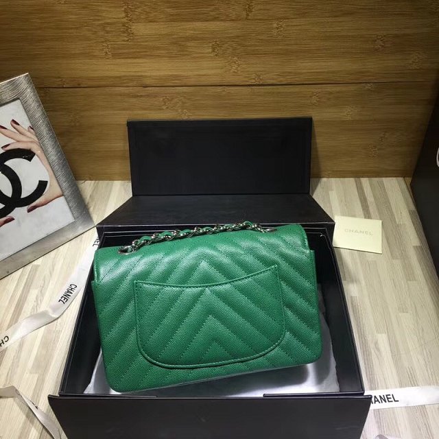 CC original grained calfskin mini flap bag A69900-3 green