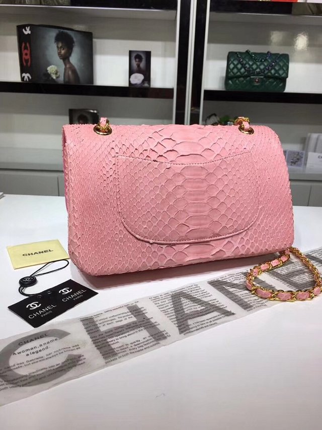 CC original python leather flap bag A01112 pink
