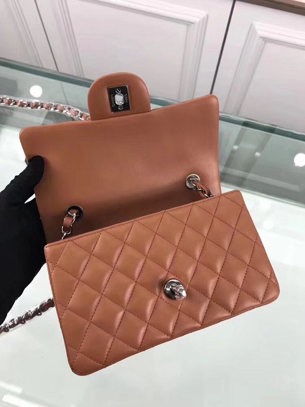 CC original lambskin leather mini flap bag A69900 caramel