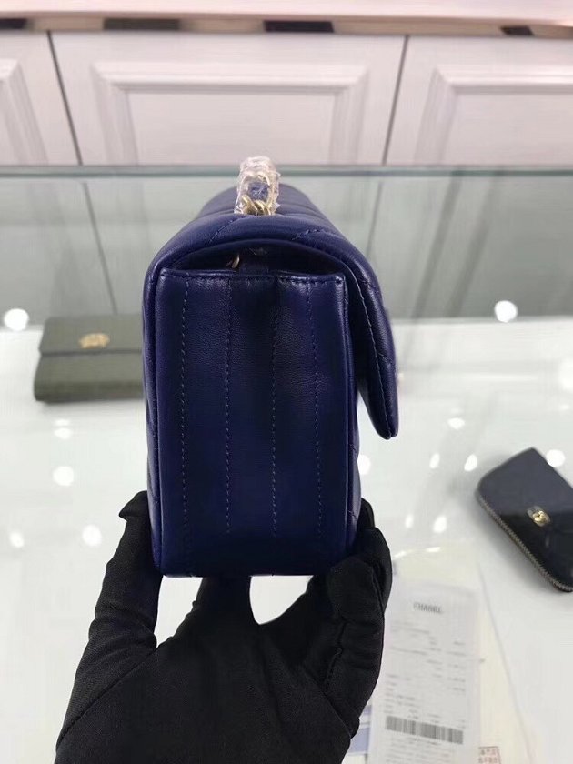 CC original lambskin leather mini flap bag A69900-4 navy blue