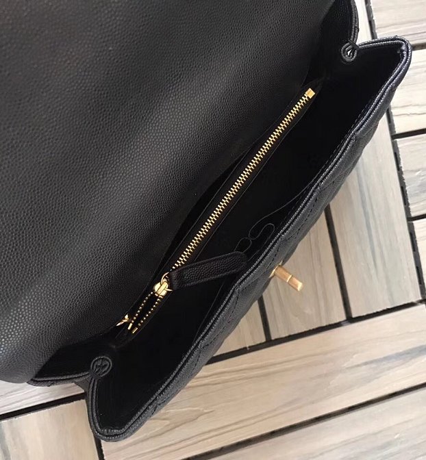 2018 CC original grained calfskin flap bag with top handle A92991 black&burgundy