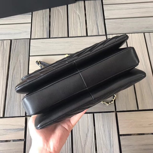 2018 CC original lambskin top handle flap bag A92236-2 black