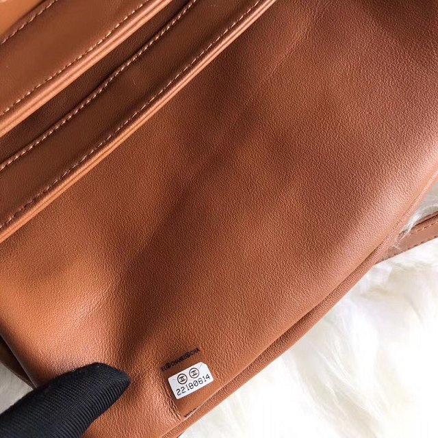 2018 CC original lambskin top handle flap bag A92236-2 caramel