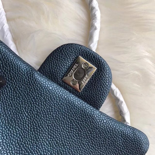 CC original grained calfskin super mini flap bag A35200 navy blue