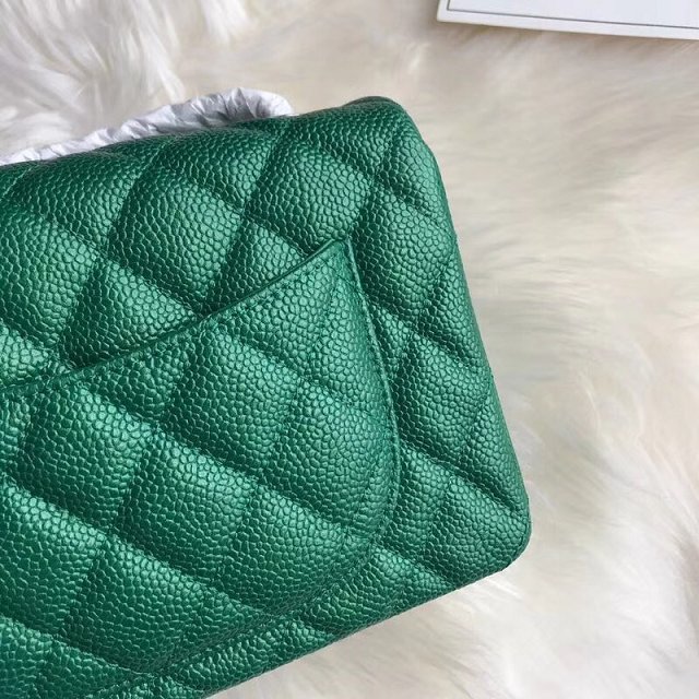 CC original grained calfskin mini flap bag A69900 green