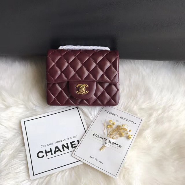 CC original lambskin super mini flap bag A35200 bordeaux