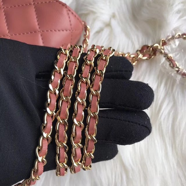 CC original lambskin leather woc chain bag 33814-1 coral